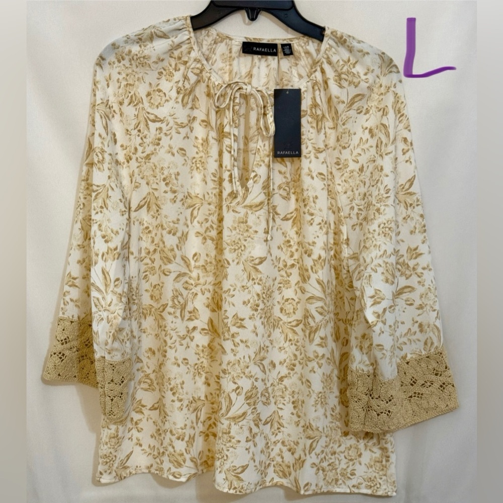 Rafaella Women's Beige Floral Blouse - Picture 1 of 2